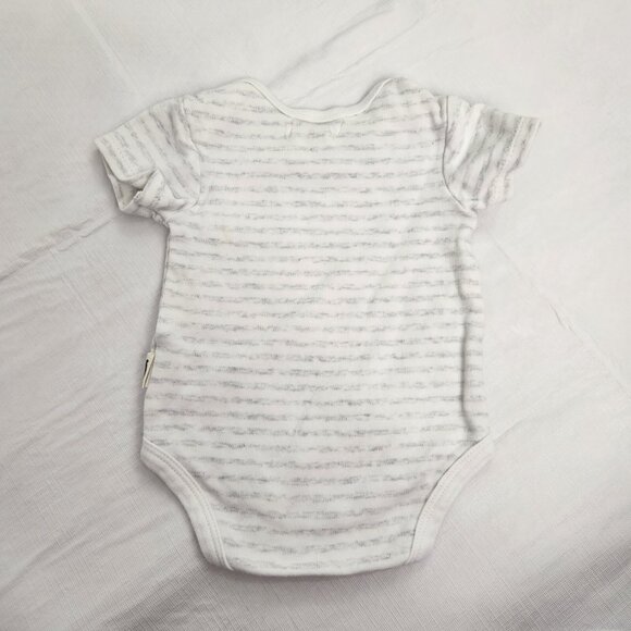 Striped White Gray Yellow Pocket 3 To 6 Months Infant One Piece Bodysuit - Picture 6 of 6